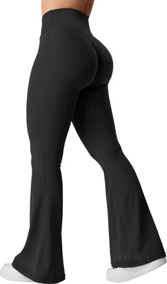 YEOREO Flare Scrunch Leggings for Women V Cross Bell Bottom Yoga Pants High  Waist Tummy Control Bootcut Workout Leggings - ShopStyle