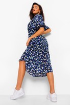Thumbnail for your product : boohoo Floral Chiffon Puff Sleeve Midi Dress