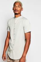 Thumbnail for your product : boohoo Short Sleeve Shirt With Grandad Collar