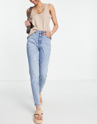 Pieces Tall Kesia high waisted mom jeans in bleach wash - ShopStyle