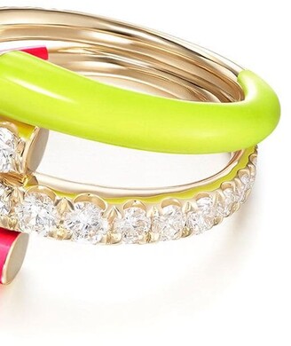 Melissa Kaye 18kt yellow gold and diamond Lola Double ring