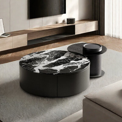 LIZIYE Round microcrystalline stone coffee table
