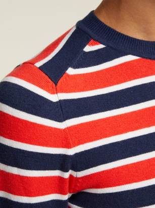 JoosTricot Peachskin Striped Cotton Blend Sweater - Womens - Navy Multi