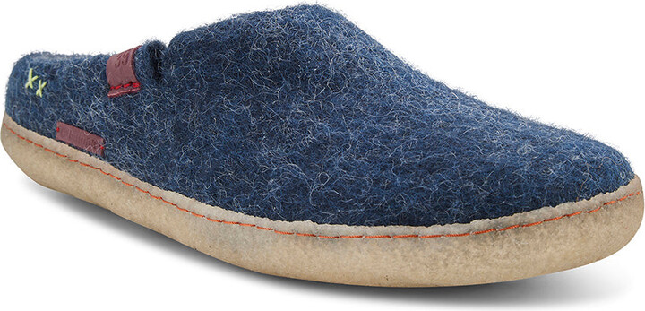 Betterfelt Blue Classic Slipper - Navy With Natural Crepe Rubber Sole