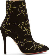 Thumbnail for your product : Charlotte Olympia Black Metallic Embroidery Betsy Ankle Boots