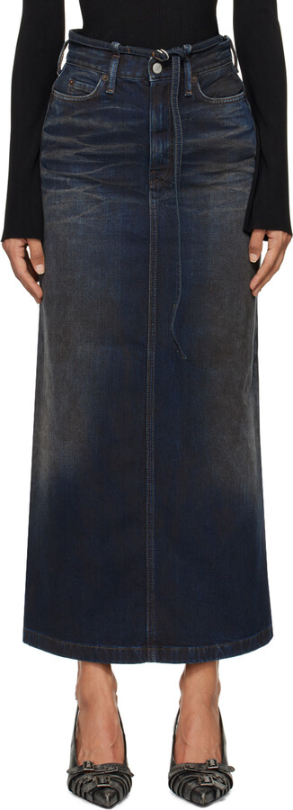 Acne Studios Blue Signature Talia Darkside Denim Maxi Skirt