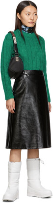 Prada Black Leather A Line Skirt