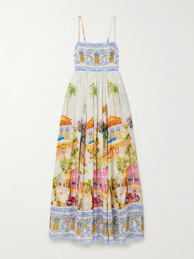 Farm Rio - Aracati Gathered Printed Cotton And Lenzing™ Ecovero™-blend Voile Maxi Dress - Multi