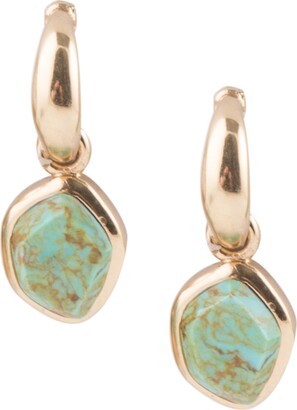 Barse Bold Bronze and Genuine Turquoise Drop Earrings