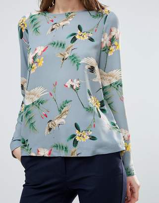 Y.A.S Tall Crane Printed Long Sleeve Top