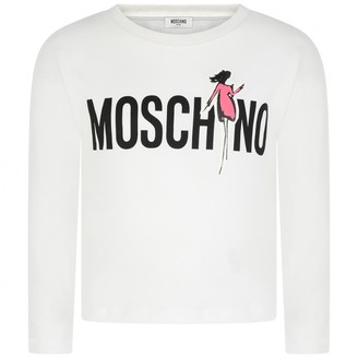 Moschino MoschinoGirls Ivory Logo Print Cotton Top