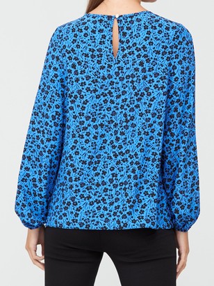 Very Printed Round Neck Long Sleeve Shell Top - Print