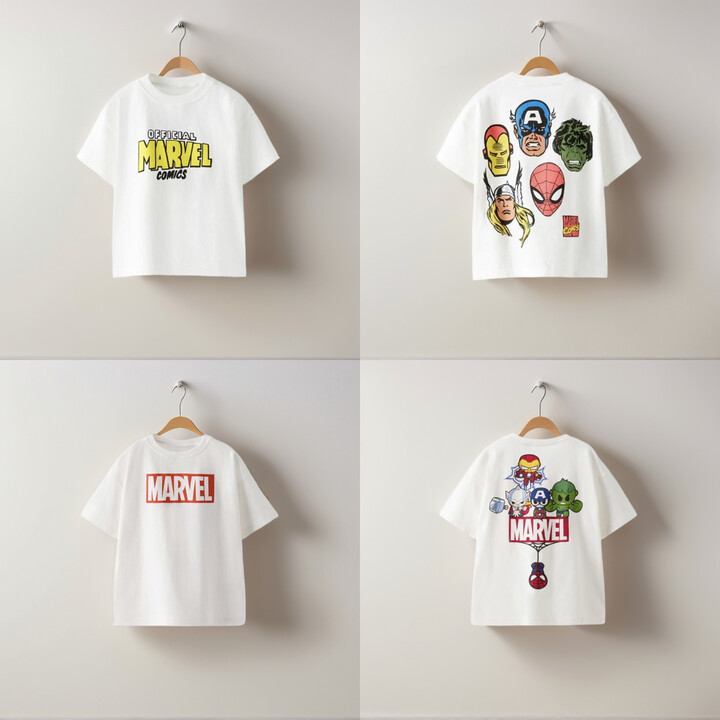 Marvel Children Clothing Kids White T-shirt Print Round Neck Short Sleeve Base Shirt Loose Tees Boys Cartoon Tees Summer Costume