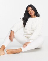 Thumbnail for your product : ASOS DESIGN lounge yeti faux fur sweat & brushed rib legging set in cream