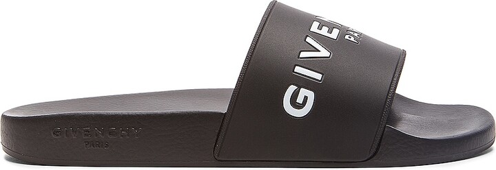 Givenchy Black Logo-Print Pool Slides ShopStyle