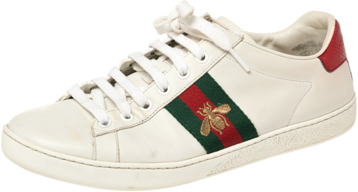 gucci white sneakers bee