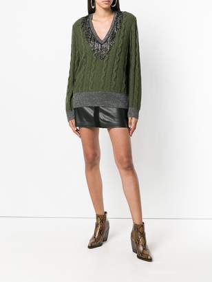 Pinko tinsel fringe cable knit sweater
