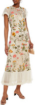 Thumbnail for your product : RED Valentino Embroidered Crocheted Cotton And Point D'esprit Midi Dress