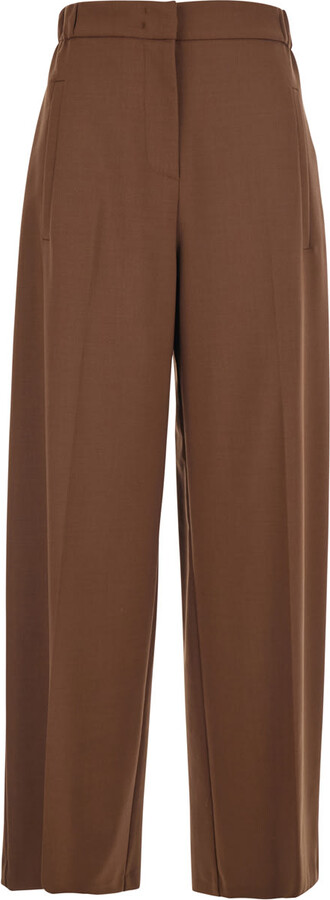 Merci Brown Trousers With Semi-elastic Waist And Side Pockets In Cotton Blend Woman