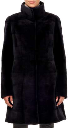 Gorski Sheared Mink Fur Stand-Collar Stroller Coat