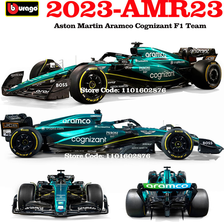 Bburago 1:43 F1 Aston Martin Aramco F1 Team AMR23 2023 #14 Alonso #18 Stroll Alloy Car Die Cast Model Toy Collectible