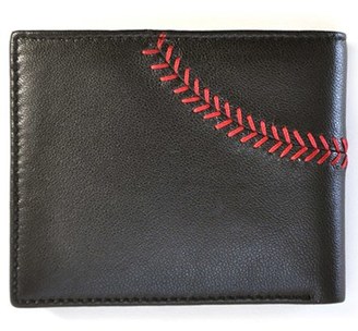 Rawlings Sports Accessories Men's 'Baseball Stitch' Leather Wallet - Black