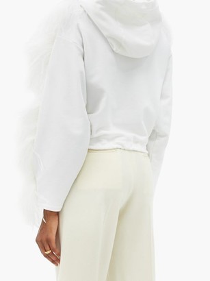 Christopher Kane Feather-trimmed Cotton Hooded Sweatshirt - White