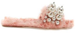 Miu Miu Women's Embellished Faux Fur Slipper