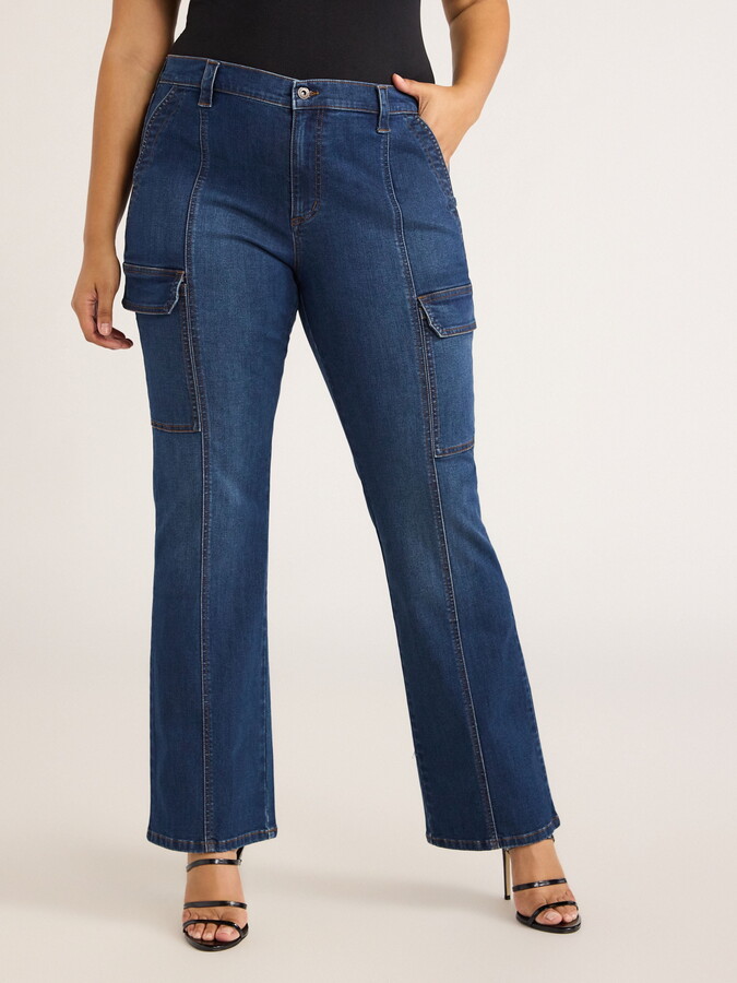 Sofia Jeans Women’s Plus Marisol Bootcut Mid Rise Cargo Jeans, 0-28W