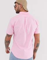 Thumbnail for your product : Polo Ralph Lauren player logo short sleeve oxford button down shirt slim fit in pink