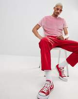 Thumbnail for your product : ASOS Design DESIGN longline t-shirt with curved hem in pink velour