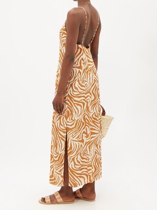 Haight Beca Zebra-print Poplin Slip Dress - Brown White