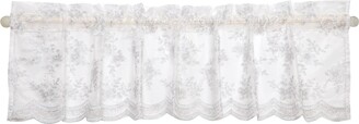 Violet Linen Ornate Vintage Boutique Lace Pattern, Polyester, Embroidered Sheer, 60" x 15", Straight, Rod Pocket Curtain Valance