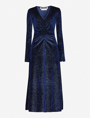 Rotate by Birger Christensen Glitter-embellished velvet midi dress