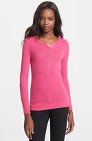 Thumbnail for your product : Autumn Cashmere Cashmere Henley Sweater with Studded Skull Elbows