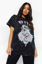 Thumbnail for your product : boohoo Petite Acid Wash No Fear T-shirt