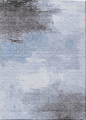 Orren Ellis 8' X 10' Sky Blue Gray And Ivory Abstract Washable Indoor Outdoor Area Rug