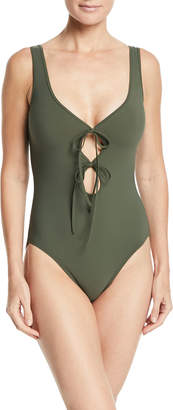 Karla Colletto Allure V-Neck Tie-Front Underwire Swimsuit