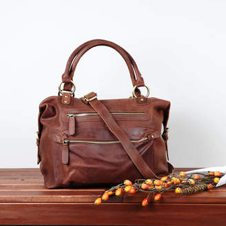 The Leather Store Hampton Leather Handbag Tote With Zip Pocket