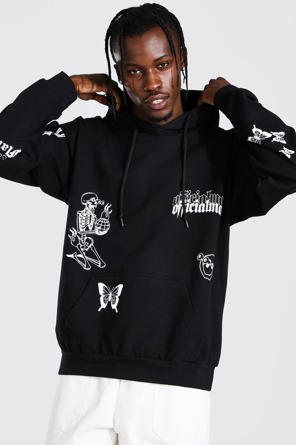 boohoo man black hoodie
