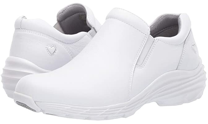 white leather nursing sneakers