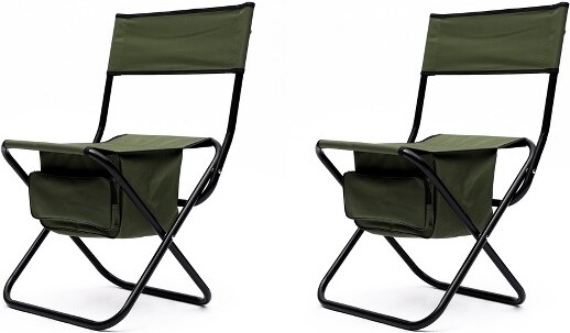 DexmalleSetof2OutdoorPortableFoldingCampingChairwithStorageBagGreen