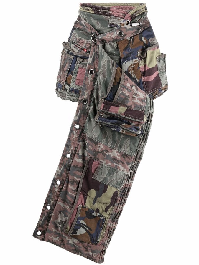 スカート Diesel Draped camouflage-patchwork Skirt Diesel Draped Camouflage-Patchwork Skirt - ShopStyle