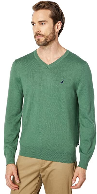 NEW MENS NAUTICA V NECK TEXTURED KNIT BLUE PULLOVER SWEATER $128 