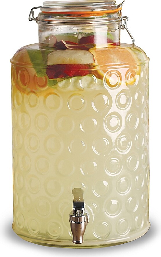 8.5x13.5 Clear Style Setter Lexington 210437-GBS Fruit Infuser Glass Beverage Dispenser with Metal Lid 