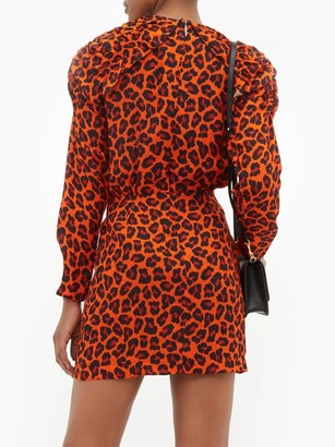MSGM Ruffled Leopard-print Crepe Mini Dress - Orange