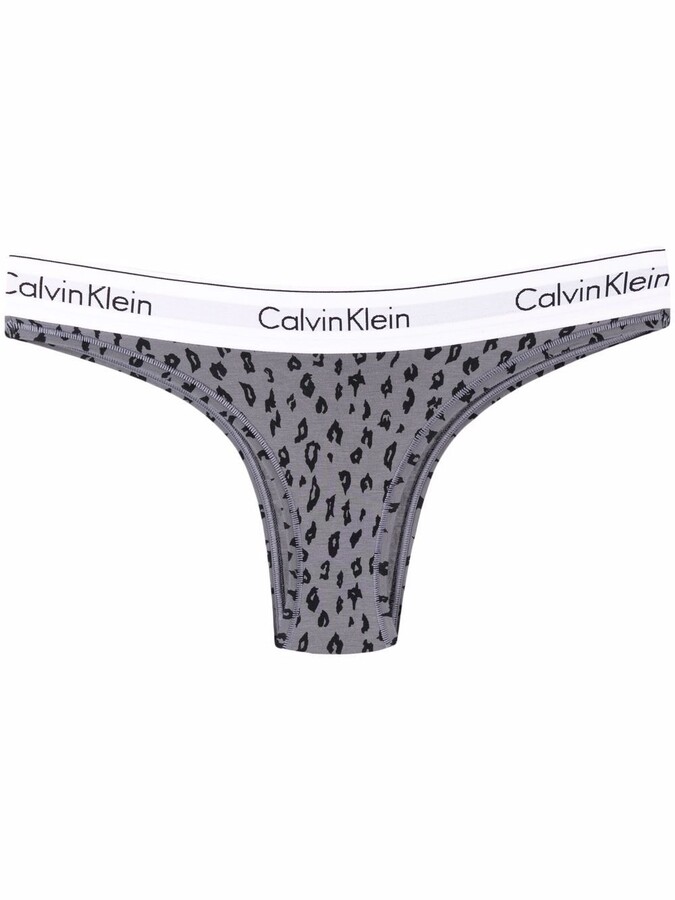Calvin Klein Logo Leopard Print Thong - ShopStyle