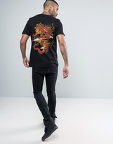 Thumbnail for your product : Criminal Damage T-Shirt In Black With Dragon Back Print