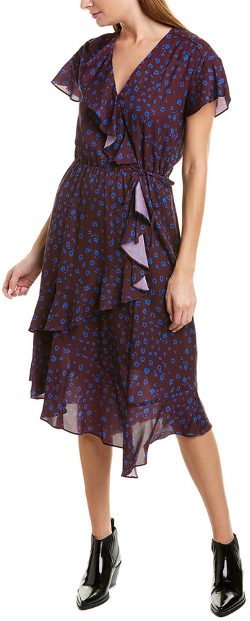 wrap front midi dress