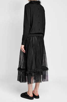 Simone Rocha Wool, Silk and Cashmere Pullover with Feather Trim